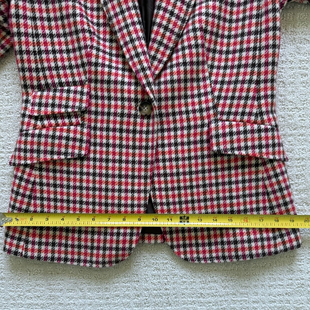 TALBOTS | Women's Wool Pink Orange Brown Houndstooth Blazer Sz 6 - Picture 7 of 8